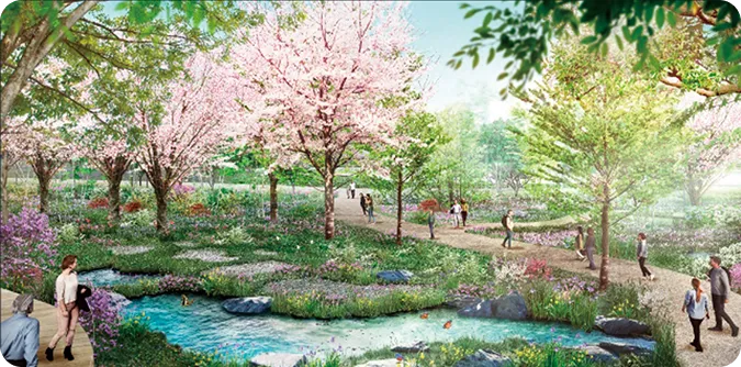 令和日本の庭の庭園パースイメージ